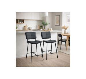 Pack de 4 Taburetes Alto Bronx Negro con Patas Metálicas Negras
