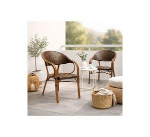 Silla Bistro Parisina Rattan con  reposabrazos Jolie  - Café Oscuro