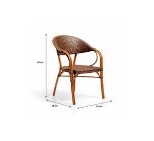 Silla Bistro Parisina Rattan con reposabrazos Jolie - Café Oscuro