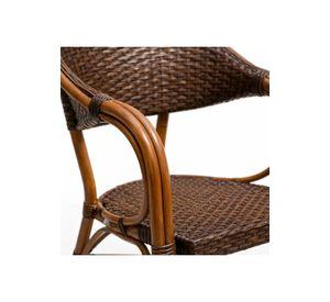 Silla Bistro Parisina Rattan con reposabrazos Jolie - Café Oscuro