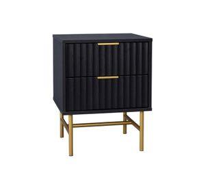 Velador Manhattan Relan Estilo Madera Roble Negra Diseño Acanalado Color Negro y Dorado