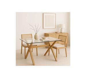 Mesa de Comedor Rectangular Vidrio Cross 140x90cm