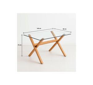 Mesa de Comedor Rectangular Vidrio Cross 140x90cm