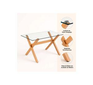 Mesa de Comedor Rectangular Vidrio Cross 140x90cm