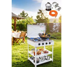 Cocina Encimera a Gas Licuado 5 Platos con Mesa + kit de instalación Cocinilla Blanco