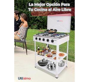 Cocina Encimera a Gas Licuado 5 Platos con Mesa + kit de instalación Cocinilla Blanco