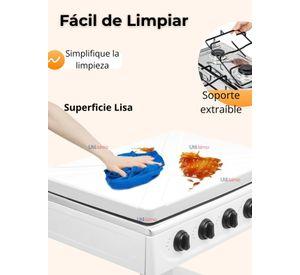 Cocina Encimera a Gas Licuado 5 Platos con Mesa + kit de instalación Cocinilla Blanco