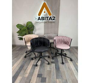 SILLA GIRATORIA TAPIZADA GALES BASE NEGRA