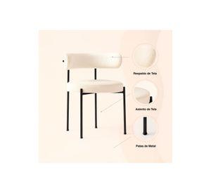 Pack de 2 Sillas Teddy de Tela con Patas Metálicas Negras - Crema