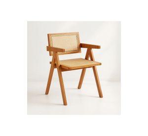 Silla Sitial Butaca Chandigarh Madera Rattan Natural