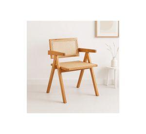 Silla Sitial Butaca Chandigarh Madera Rattan Natural