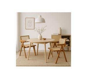 Silla Sitial Butaca Chandigarh Madera Rattan Natural
