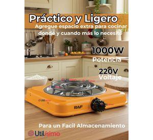 Cocina Eléctrica Portátil 1 Plato 1000W de Potencia Color Naranja