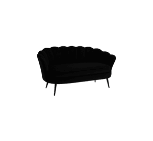 SOFA DE TERCIOPELO 2 CUERPOS CON BASE NEGRA SHELL