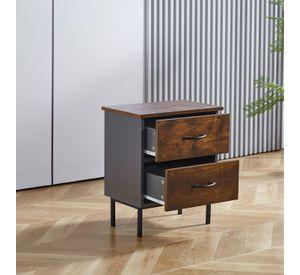 VELADOR VINTAGE DISEÑO RUSTICO METALICO CUBIERTA MDF - 2 CAJONES