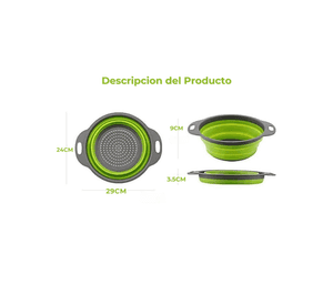 Colador Plegable Silicona Escurridor Redondo Cocina Frutas Verduras