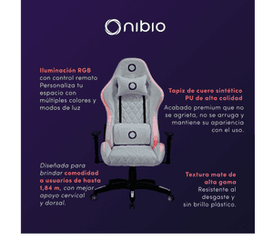 Silla Gamer Nibio Pro RGB con Control Remoto Apoyabrazos 2D Reclinable Blanca