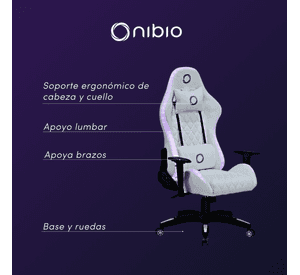 Silla Gamer Nibio Pro RGB con Control Remoto Apoyabrazos 2D Reclinable Blanca
