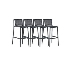 PACK 4 TABURETES O SILLAS DE BAR ALTA BUDAPEST NEGRO