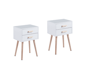 PACK 2 VELADORES MINIMALISTA EAMES TWIN BLANCO DOBLE CAJON - MESA DE NOCHE