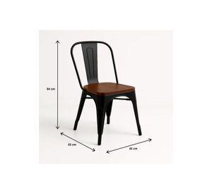 Pack de 4 sillas Tolix con asiento de Madera Oscura Walnut - Negras