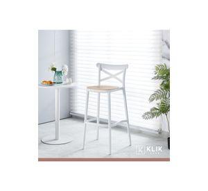 Taburete Crossback Danubio Piso de Bar o Terraza Exterior - Blanco