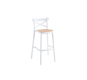 Taburete Crossback Danubio Piso de Bar o Terraza Exterior - Blanco