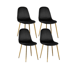 PACK 4 SILLAS PARA COMEDOR CON ASIENTO DE TERCIOPELO TRENDY TOP CON PATAS DORADAS