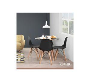 Comedor Mesa Eames Redonda Negra 100cm + 4 Sillas Eames Negras