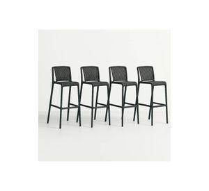 Pack de 4 Taburetes Altos Capri Polipropileno - Negro