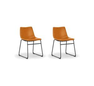 Silla de comedor Elegante, Cuero y Metal Leah Burgos - 2 unidades
