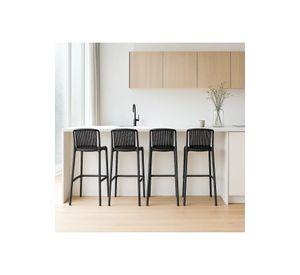 Pack de 4 Taburetes Altos Capri Polipropileno - Negro