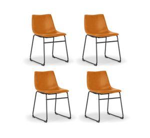 Silla de comedor Elegante, Cuero y Metal Leah Burgos - 2 unidades