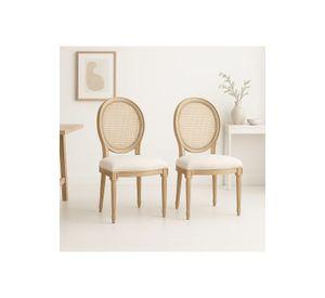 Pack de 2 Sillas de Comedor Madera Acolchada Luis XV