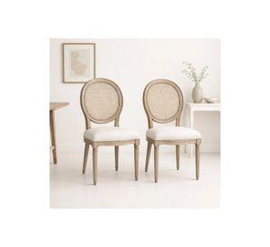 Pack de 2 Sillas de Comedor Madera Acolchada Luis XV
