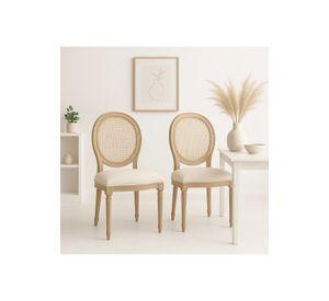 Pack de 2 Sillas de Comedor Madera Acolchada Luis XV