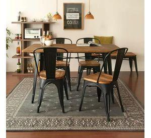 MESA TOLIX CUBIERTA DE MADERA EXTERIOR RECTANGULAR 140CM PATAS METALICAS RESISTENTES