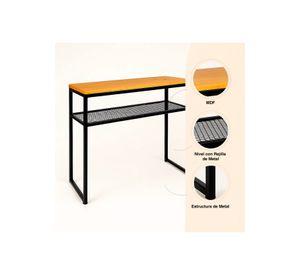 Arrimo Estilo Industrial con Repisa Metálica y Cubierta de Madera