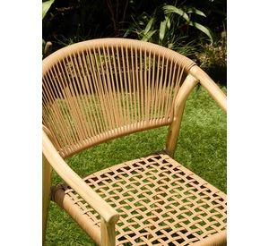 Set de 2 Silla Exterior Relan Makassar Cuerda de Ratán Sintético Jardín y Terraza