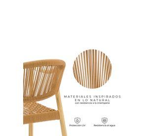 Set de 2 Silla Exterior Relan Makassar Cuerda de Ratán Sintético Jardín y Terraza