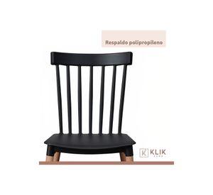 Comedor Mesa Redonda Vidrio 80cm + 4 Sillas Windsor Negras