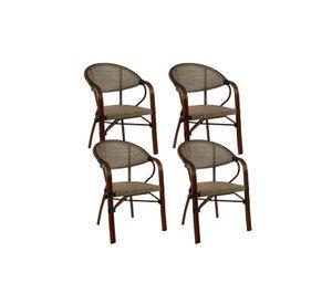Pack de 4 Sillas Bistro Parisina Textileno con reposabrazos - Beige