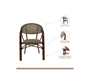 Pack de 4 Sillas Bistro Parisina Textileno con reposabrazos - Beige