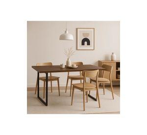 Mesa de Comedor Estilo Industrial 160x90 - Madera Oscura Walnut