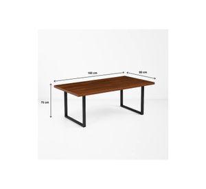 Mesa de Comedor Estilo Industrial 160x90 - Madera Oscura Walnut