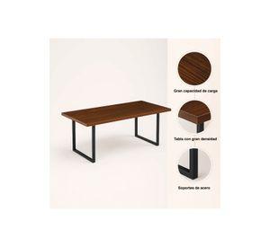 Mesa de Comedor Estilo Industrial 160x90 - Madera Oscura Walnut