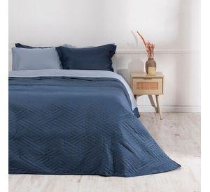 Set Quilt Liso + Sabana Liso King Azul