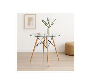 Mesa de Comedor Eames 80cm redonda vidrio