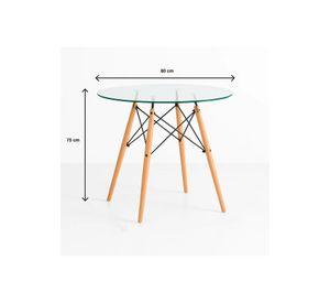 Mesa de Comedor Eames 80cm redonda vidrio