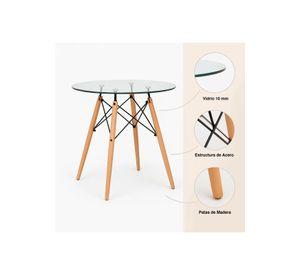 Mesa de Comedor Eames 80cm redonda vidrio